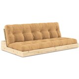 Karup Design Gorčično rumena/svetlo rjava raztegljiva sedežna garnitura iz rebrastega žameta 196 cm Base – Cene