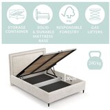Maison de Rêve Svijetlo sivi tapecirani bračni krevet s prostorom za odlaganje s podnicom 140x200 cm Baleine – | shoptok.hr