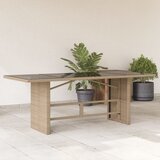 vidaXL Vrtna miza s stekleno površino bež 190x80x75 cm poli ratan | Shoptok.si