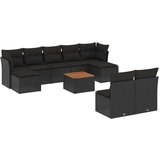vidaXL 10-dijelni set vrtnih sofa s jastucima crni od poliratana | shoptok.hr