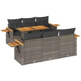 vidaXL Vrtna sedežna garnitura z blazinami 7-delna siv ratan/akacija | Shoptok.si
