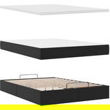 vidaXL Otomanski posteljni okvir z vzmetnico črn 140x190 cm um. usnje | Shoptok.si