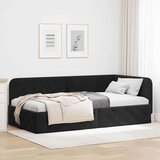 vidaXL Kutni okvir kreveta s uzglavljem Crna 90 x 190 cm Baršun | shoptok.hr