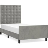 The Living Store Posteljni okvir z vzglavjem svetlo siv 90x190 cm žamet - Posteljni Okvir Z Vzglavjem, (21488942) | Shoptok.si