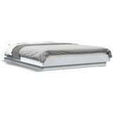 vidaXL Posteljni okvir z LED lučkami bel 135x190 cm inženirski les | Shoptok.si