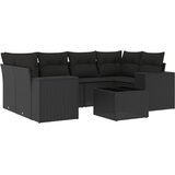 Maison Chic Seti vrtnega pohištva - Vrtna garnitura - Vrtni pohištvo set 7-delna z blazinami črn poli ratan, (21801222) | Shoptok.si