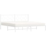 vidaXL Kovinski posteljni okvir z vzglavjem bel 200x200 cm, (21082020) | Shoptok.si