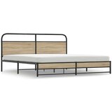 vidaXL Kovinski posteljni okvir brez vzmetnice dimljen hrast 180x200cm | Shoptok.si