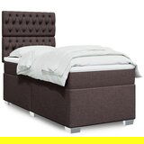 vidaXL Box spring postelja z vzmetnico temno rjav 90x190 cm blago | Shoptok.si