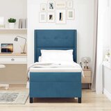 Box spring krevet s LED trakama Plava 80 x 200 cm Baršun - Tamno plava 80 x 200 cm Prošiveno gumbima | shoptok.hr
