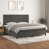  Krevet s oprugama i madracem tamnosivi 200x200 cm baršunasti | shoptok.hr