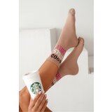 Milena Women Socks With The Inscription Good Vibes Only Beige | Shoptok.si