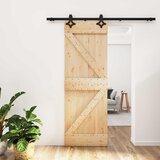  Klizna vrata Prirodna i crna 70 x 210 cm Čvrsta borovina Smeđa 200 x 5.5 x 210 cm | shoptok.hr
