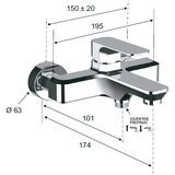 Sapho Mat crna zidna slavina za kadu (s 2 izlaza) Spy – | shoptok.hr