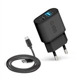 Sbs Zidni punjač + kabal za punjenje USB-A na USB-C, 2 ulaza, 10 W, crni Sbs Zidni punjač + kabal za punjenje USB-A na USB-C, 2 ulaza, 10 W, crni Slike