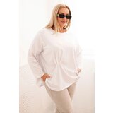 Kesi Włoski Women's Plus Size blouse with cotton, featuring a pocket and rolled sleeves kiwi Cijene