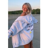 Madmext Mad Girls Carmelange Hooded Back Printed Sweatshirt Cene