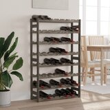 vidaXL stojalo za vino za 56 steklenic siva trdna borovina | Shoptok.si