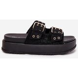 Boto Ladies Sandals With Golden Buckles On Platform Black Virvania | shoptok.hr