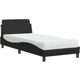 vidaXL Postelja z vzmetnico črna 90x200 cm umetno usnje | Shoptok.si