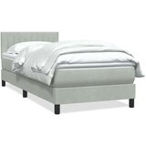 vidaXL Box spring postelja z vzmetnico svetlo siv 90x220 cm žamet | Shoptok.si