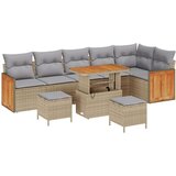  9-komadni vrtni set sofa s jastučićima Bež poli ratan akacija 2-sjedala vrtna sofa s jastučićima Bež poli ratan 3-komadni vrtn Cijene