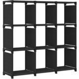  Regal z 9 kockastimi policami črn 103x30x107,5 cm blago Cene