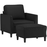  Fotelj s stolčkom za noge črn 60 cm umetno usnje | Shoptok.si