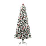 vidaXL Umjetno božićno drvce s nogom Zelena i bijela 240 cm PVC | shoptok.hr