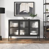  Komoda crna 105 x 35 x 70 cm od stakla i čelika | shoptok.hr