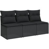 Maison Chic Vrtni kavč - Zunanji kavč z blazinami 3-sedežni črn poli ratan, (22043948) | Shoptok.si