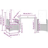  3-dijelni vrtni bistro set od poliratana s jastucima sivi Siva 90 x 90 x 75 cm | Shoptok.si
