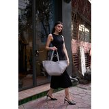 Madamra Gray Women's Pole Hand and Shoulder Bag with Wallet | shoptok.hr
