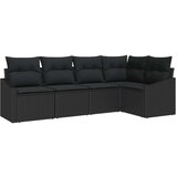 vidaXL set od 5 dijelova vrtne blagovaonice s jastučićima, crni poliratan | shoptok.hr