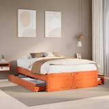 Maison Chic Posteljni okvir - Dvoposteljna postelja - Zakonska postelja brez vzmetnice s predali 160x200 cm borovina-J4077, (21765714) | Shoptok.si