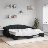  Dnevni krevet na razvlačenje crni 90 x 200 cm od tkanine | shoptok.hr
