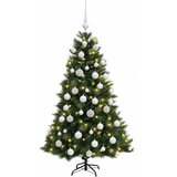  Umjetno božićno drvce s kuglicom 150 cm 150 LED lampica - Zelena 150 cm s LED žaruljama i bijelim kuglicama | shoptok.hr