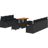  Set od 10 komada vrtnih sofa s jastučićima Crni Poli ratan Akacija 2-sjedna vrtna sofa s jastučićima Crna Poli ratan 3-komadni | shoptok.hr