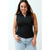 Trendyol Curve Black Fitted Polo Neck Flexible Knitted Blouse cene
