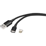 Renkforce USB kabel USB 2.0 USB-A vtič\, USB-mikro-B vtič 1.00 m črna magnetni vtič RF-4746074, (20415742) | Shoptok.si