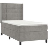 Box spring postelja z vzmetnico svetlo siv 90x190 cm žamet, (20791064) | Shoptok.si