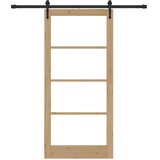  Klizna vrata 93 x 202 cm Masivna borovina i staklo Prirodna | shoptok.hr