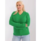 Fashion Hunters Green knitted V-neck sweater Cijene