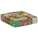 vidaXL Tabure s patchworkom četvrtasti pamučni 50 x 50 x 12 cm zeleni | shoptok.hr