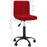 vidaXL Okretna uredska stolica crvena boja vina baršunasta | shoptok.hr