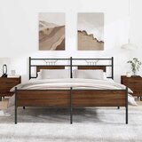 vidaXL Metalni okvir kreveta bez madraca smeđa boja hrasta 160x200 cm | shoptok.hr