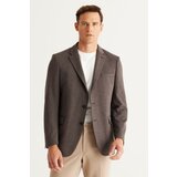 ALTINYILDIZ CLASSICS Men's Brown Comfort Fit Casual Cut Mono Collar Knitted Jacket. Cene