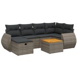 Maison Chic Seti vrtnega pohištva - Vrtna garnitura - Vrtni pohištvo set 7-delna z blazinami siv poli ratan, (21803617) | Shoptok.si