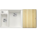 Blanco pomivalno korito AXIA III 6 S InFino SILGRANIT lesena deska, BAZEN LEVO, z daljin. prim. - ledeniško bela | Shoptok.si