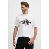 Karl Lagerfeld Bombažna kratka majica moška, bela barva, 542224.755148